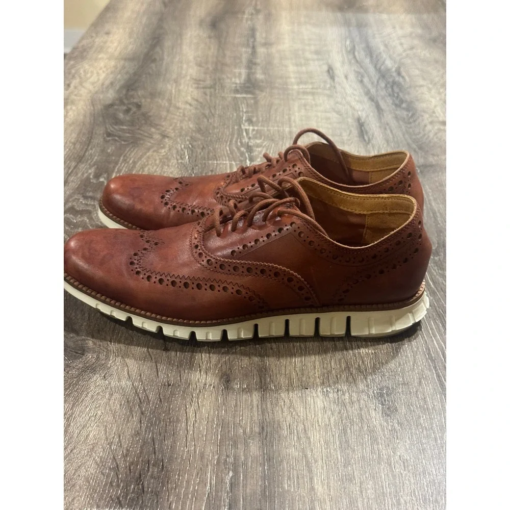 Cole Haan Zerogrand Wingtip Oxford Mens 8.5 M British‎ Tan Leather C23741
